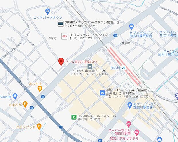 JR「加古川駅」徒歩約6分で通勤・通学に便利な立地です。