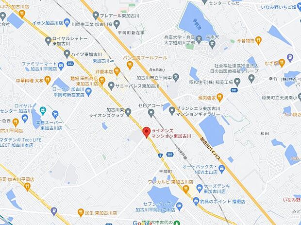 JR東加古川駅より徒歩14分となっております。　