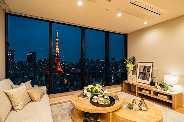 リビングからの眺望　東京タワーを望む