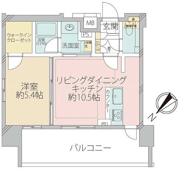 アデニウム東神田(1LDK) 6階の間取り図