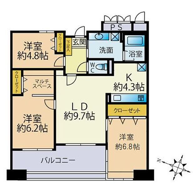 アーバンパレスアルカディア春日原(3LDK) 4階の間取り図