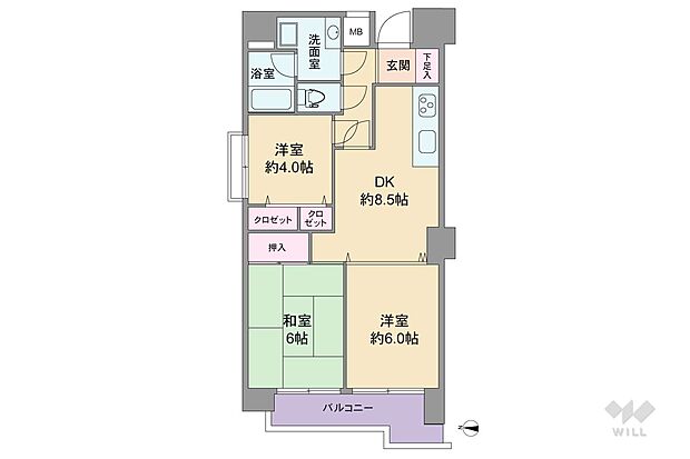 ハイツオークラ東灘(3DK) 7階の間取り図