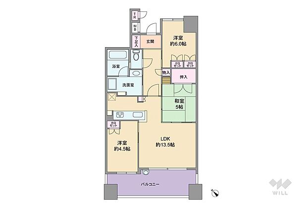 リビオ六甲高羽ガーデンスクエア(3LDK) 3階の間取り図