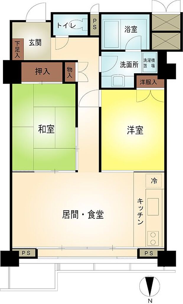 フジタ箱根第7マンション(2LDK) 8階の内観
