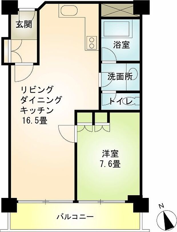 箱根国際マンション(1LDK) 2階の間取り図