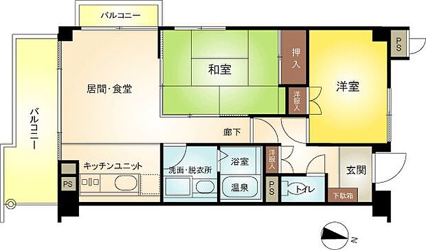 フジタ第9箱根山マンション(2LDK) 7階の間取り図