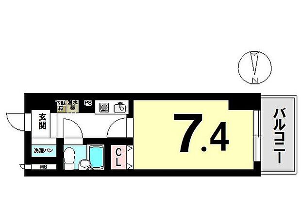 グランピアマンション鍋島(1K) 6階の間取り図