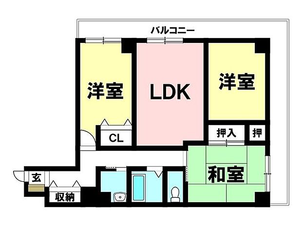 愛敬マンション(3LDK) 4階の内観