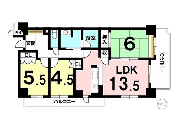 サーパス大財(3LDK) 9階の内観