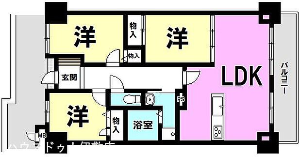 サーパス西陵櫻館(3LDK) 2階の間取り図