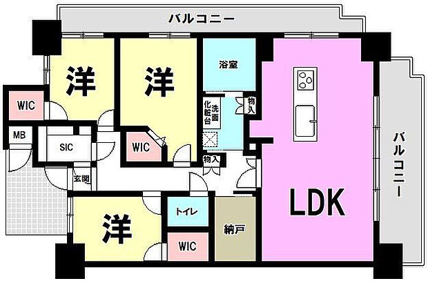 クレアホームズ西田(3LDK) 9階の間取り図