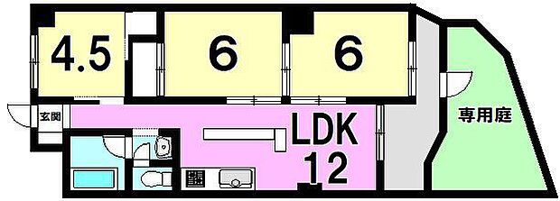 ユニオンコーポ日当平(3LDK) 1階の間取り図
