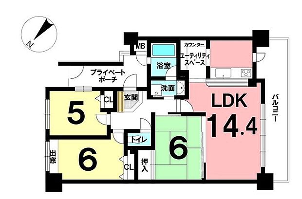 アーバンビュー錦町　弐番館(3LDK) 8階の内観