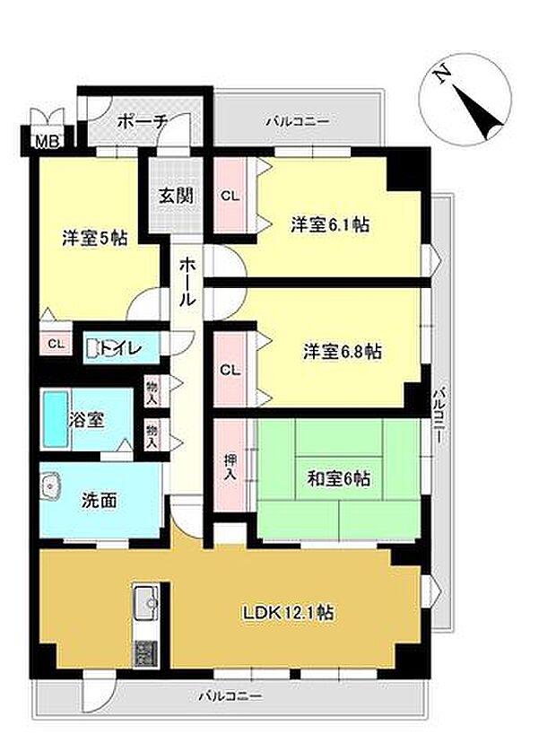レイクイーストCITY弐番館グレーシィ稲枝(4LDK) 9階の間取り図
