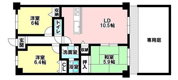 レイクイーストCITY弐番館グレーシィ稲枝(3LDK) 1階の間取り図