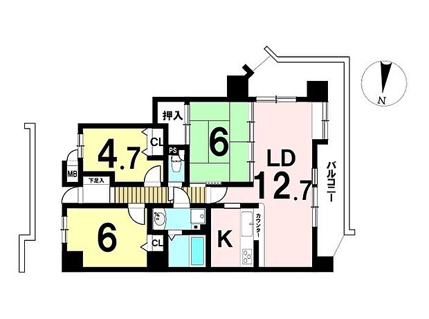 アメニティ大治三番館(3LDK) 8階の間取り図