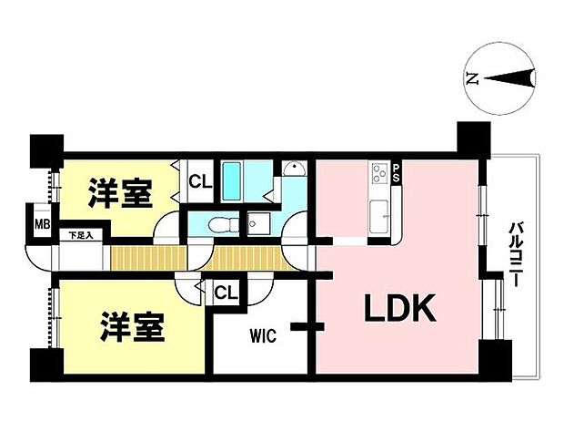 アメニティ大治三番館(2LDK) 7階の間取り図