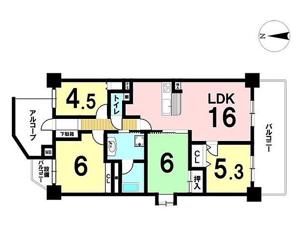 グランレイム甚目寺VI(4LDK) 5階の間取り図