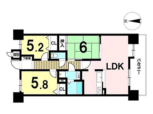 アメニティ大治二番館(3LDK) 9階の間取り図