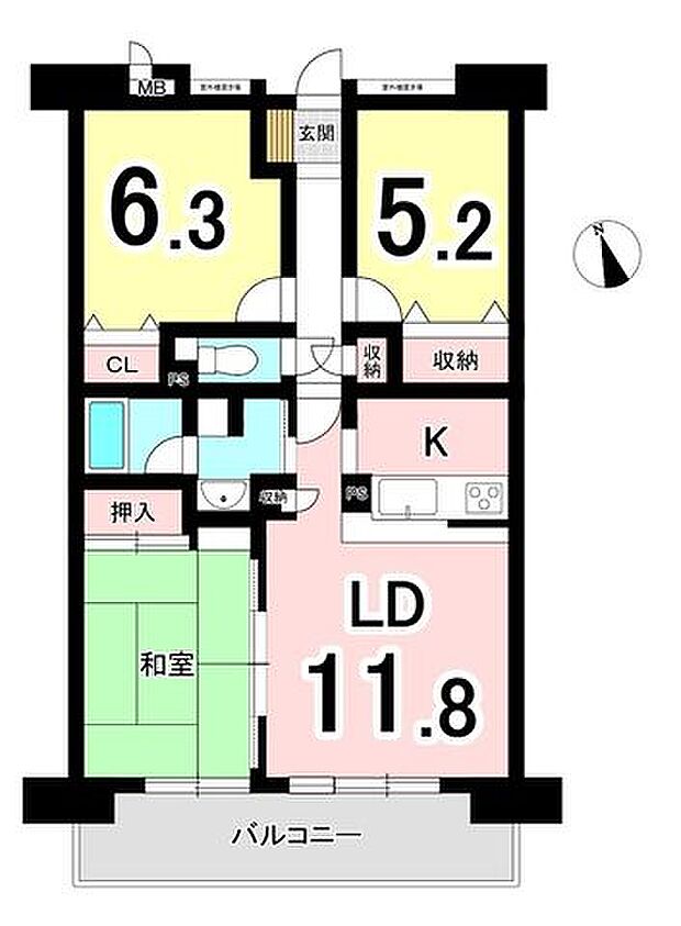 シャトー小牧IV(3LDK) 7階の間取り図