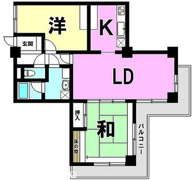トーカンマンション多賀山(2LDK) 6階の間取り図