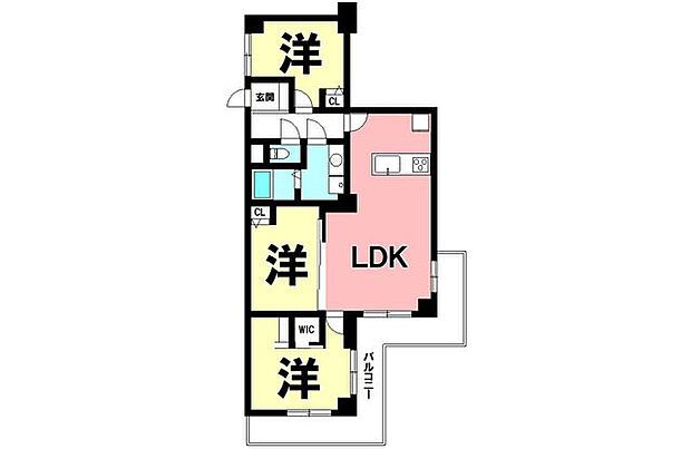 トーカンマンション多賀山(3LDK) 2階の間取り図