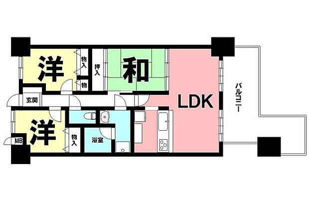サーパスシティ西鹿児島(3LDK) 9階の間取り図