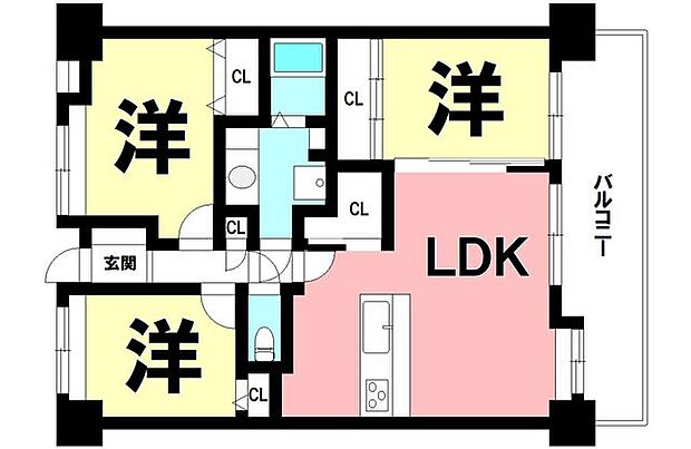 ＪＧＭヴェルデヒルズ武町(3LDK) 2階の間取り図