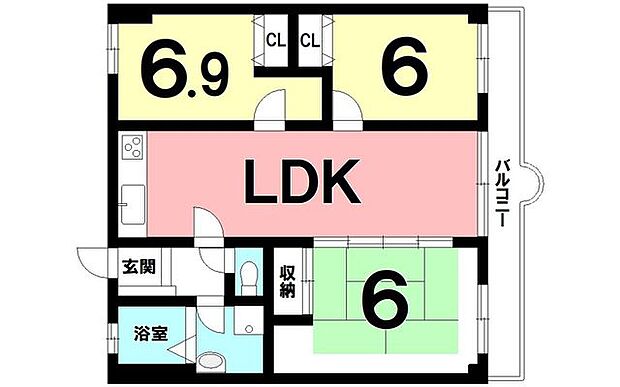 第五労住ビル(3LDK) 9階の間取り図
