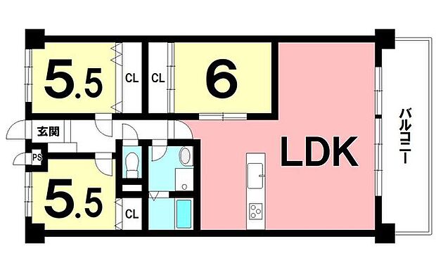 アーバンポート21　Ａ棟(3LDK) 7階の間取り図