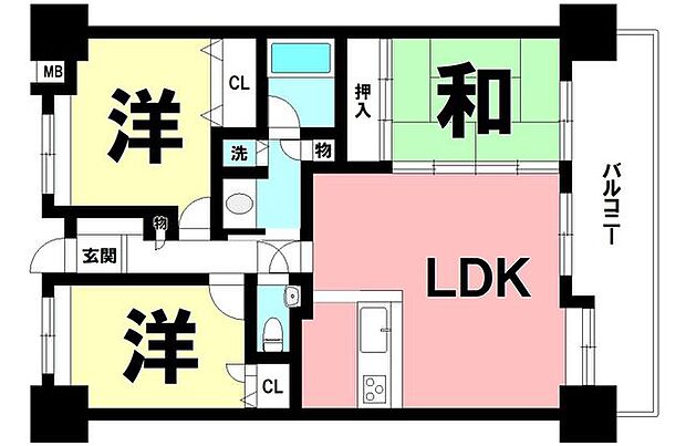 ＪＧＭヴェルデヒルズ武町(3LDK) 9階の間取り図