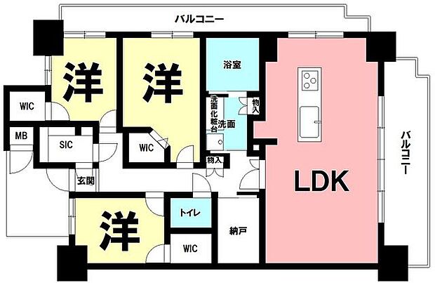 クレアホームズ西田(3LDK) 9階の間取り図