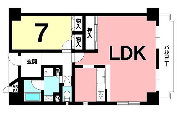 エルフォルム指宿(1LDK) 8階の間取り図