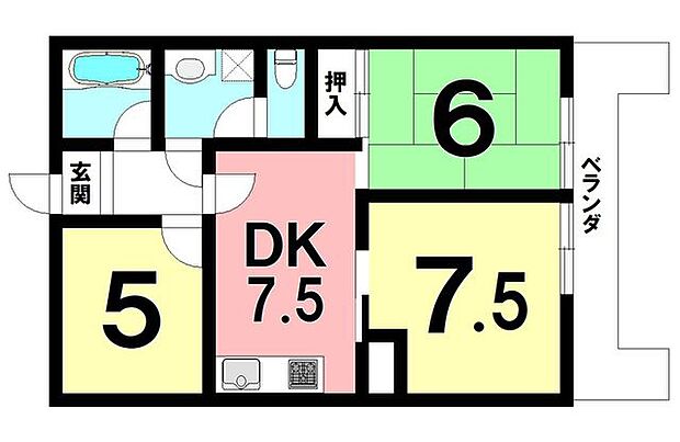 ロイヤルメゾン祇園之洲(3DK) 4階の間取り図