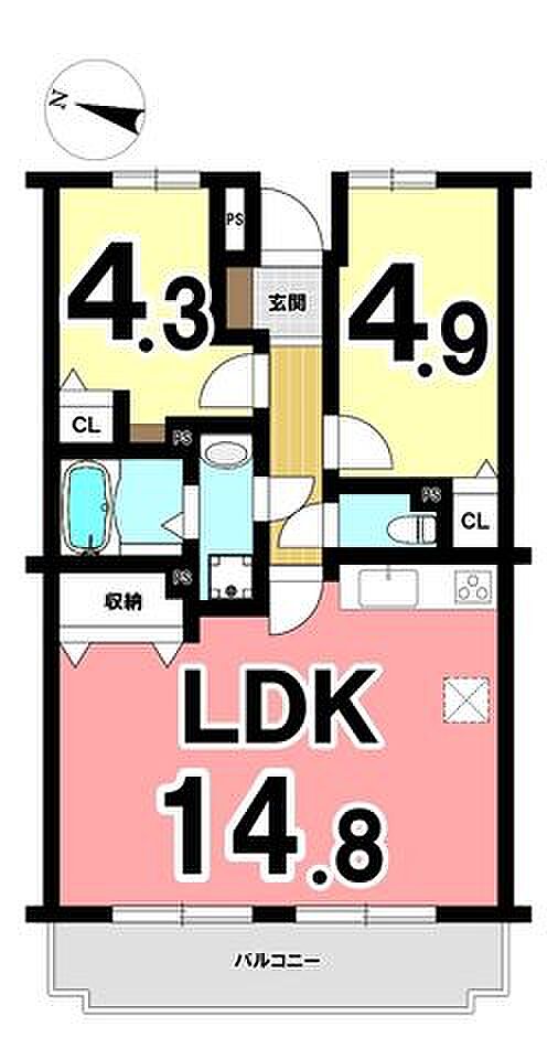 ホーユウパレス平塚(2LDK) 6階の内観