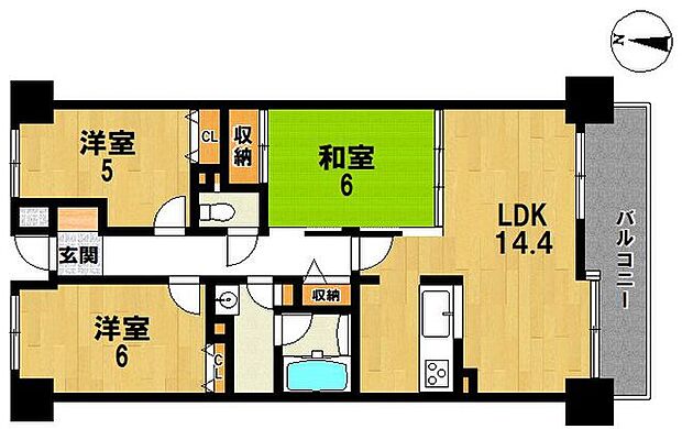 ダイアパレス青山坂(3LDK) 2階の間取り図