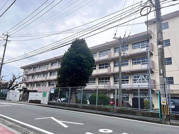 【白銀中学校】小倉北区にある中学校です♪町名は『しらがね』と読みますが、校名は『しろがね』と読むそうです。 493m