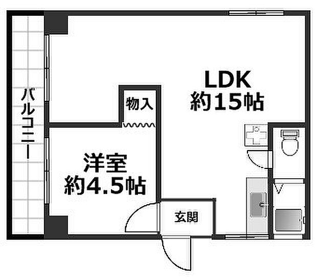 マンション朝霧2号館(1LDK) 3階の内観