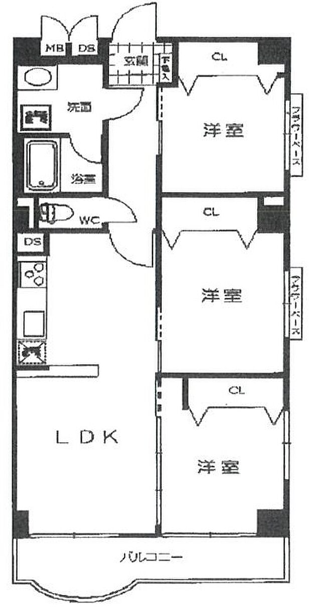 第一シーサイドパレス塩屋(3LDK) 6階の間取り図