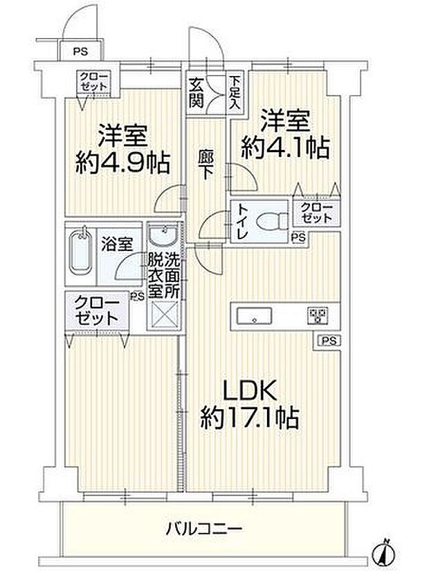 サントレ・ヴィラ横浜(2LDK) 3階の間取り図