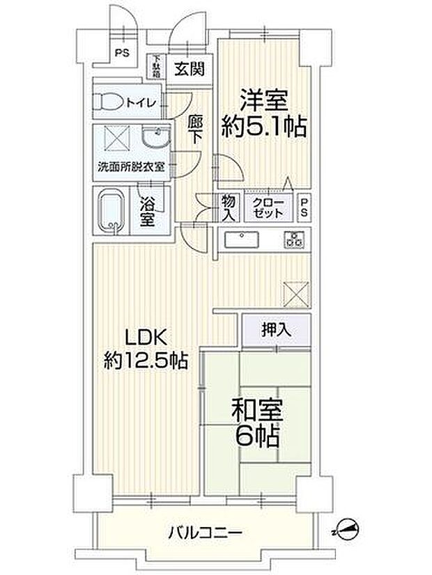 コーラル東戸塚(2LDK) 4階の間取り図
