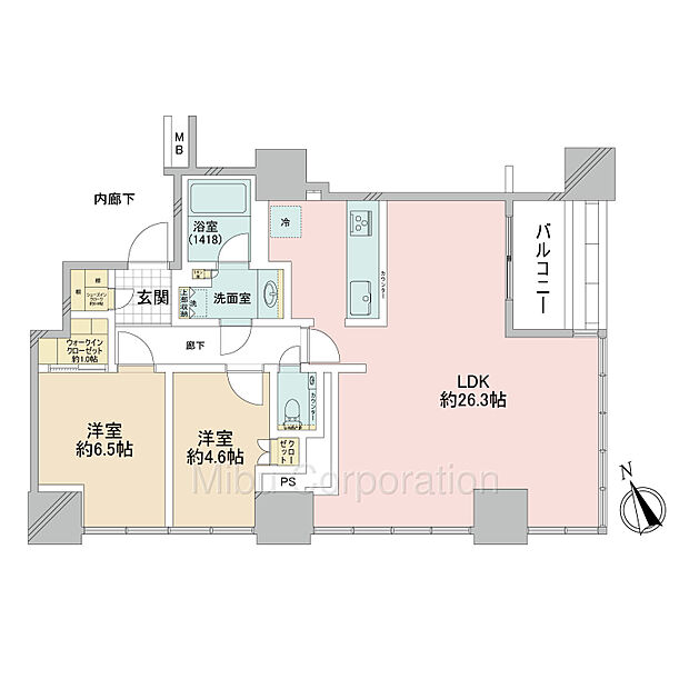 ローレルタワールネ浜松町(2LDK) 14階の間取り図