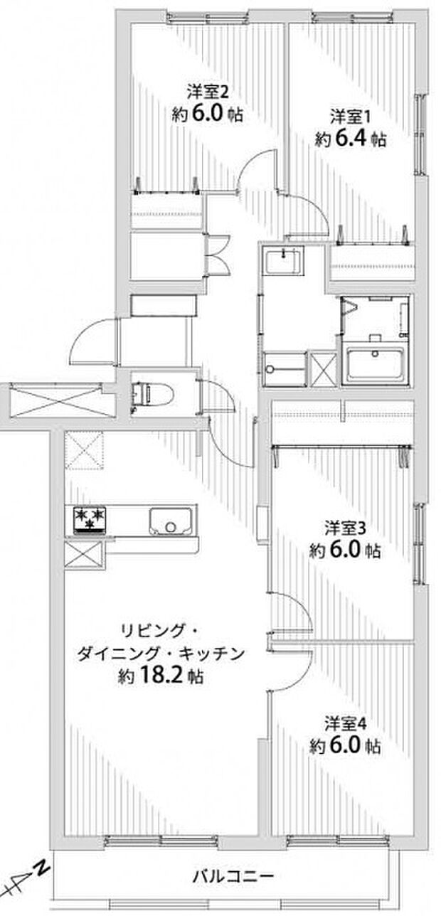 サーム宮の沢(4LDK) 2階/201の間取り図
