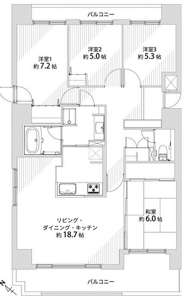 ラ・クレスト菊水(4LDK) 6階/618の間取り図