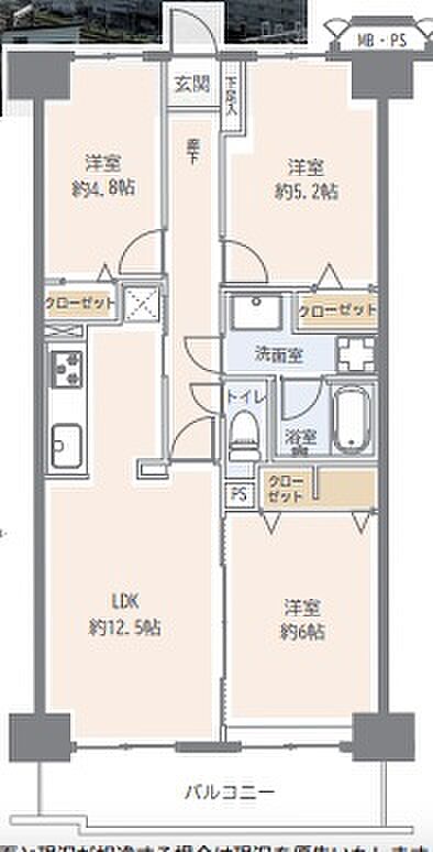 エクセル津田沼(3LDK) 6階/605の間取り図
