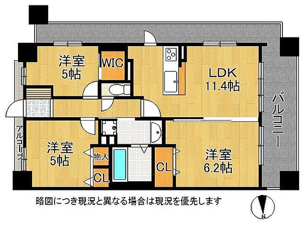 エスリード門真元町　中古マンション(3LDK) 3階の間取り図