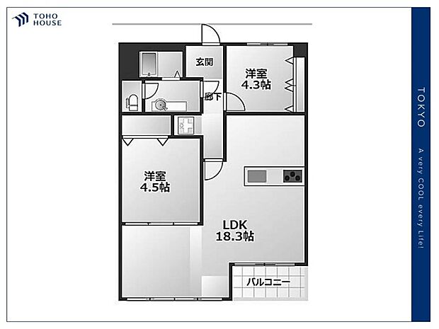 豊玉南住宅(2LDK) 14階の間取り図