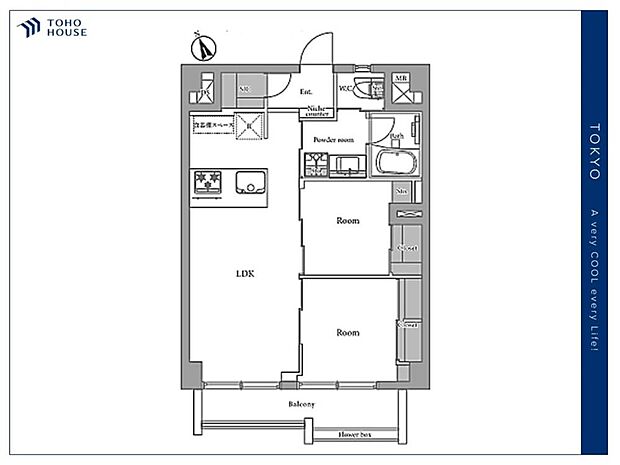 東海ミタカマンション(2LDK) 4階の間取り図