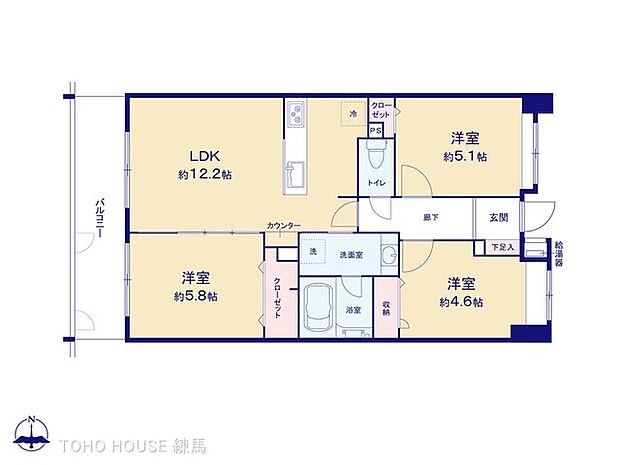 ドラゴンマンション赤塚公園壱番館(3LDK) 2階の間取り図