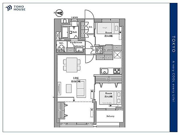 豊玉南住宅(2LDK) 4階の間取り図